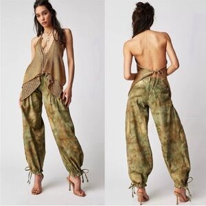 Free People Lotus jeans - Olive Green and gold Tie-Dye
